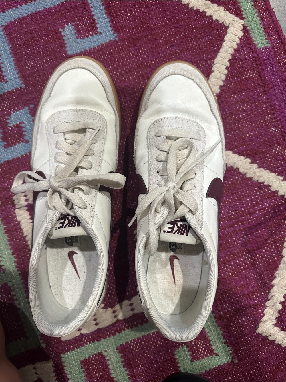 Nike White and Maroon Women's Retro Runner Sneakers